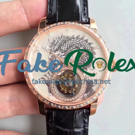 Replica Vacheron Constantin Patrimony Tourbillon N Rose Gold & Diamonds Dragon Dial Swiss Tourbillon