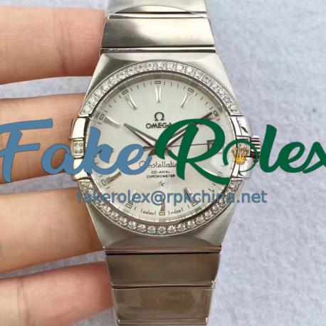 Replica Omega Constellation 123.55.38.20.99.001 38MM SSS Stainless Steel & Diamonds Silver Dial Swiss 8500