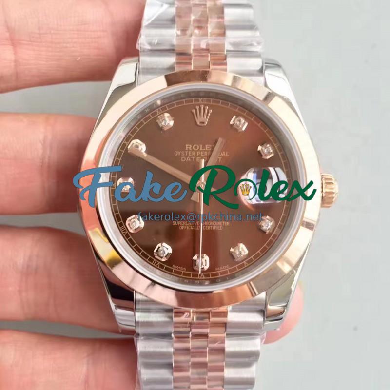 Replica Rolex Datejust II 116333 41MM N Stainless Steel & Rose Gold Chocolate Dial Swiss 3235