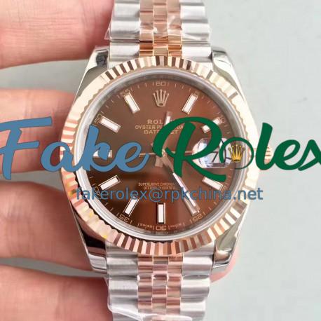 Replica Rolex Datejust II 116333 41MM N Stainless Steel & Rose Gold Chocolate Dial Swiss 3235