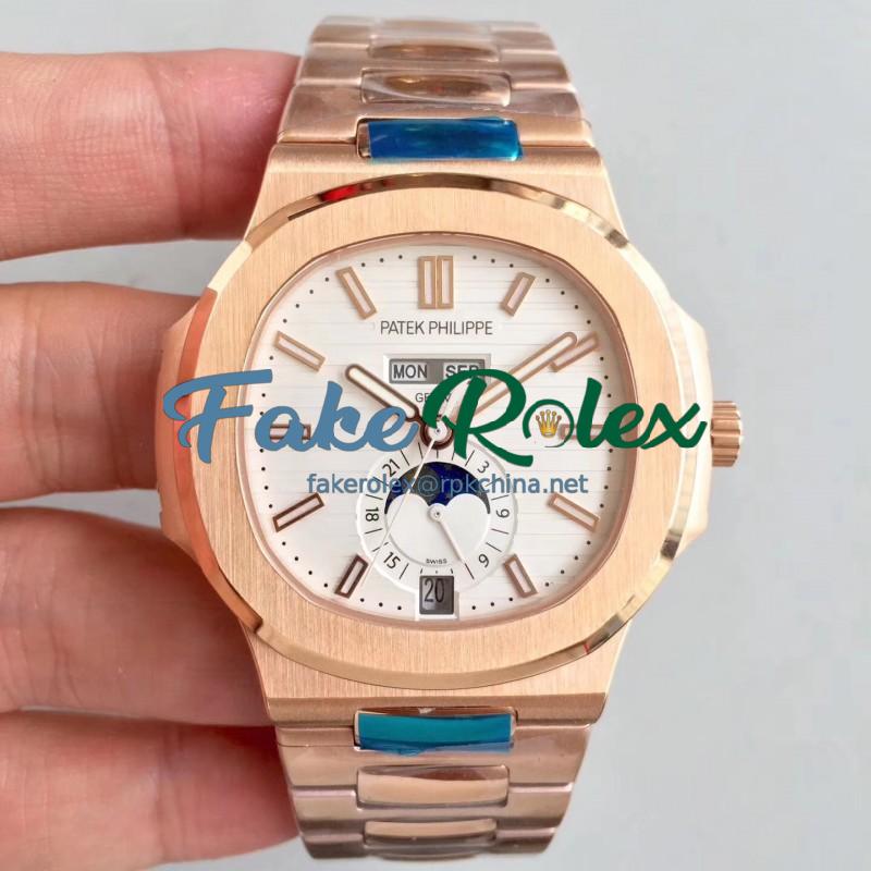 Replica Patek Philippe Nautilus 5726/1A N Rose Gold White Dial Swiss 324 S QA LU 24H/303