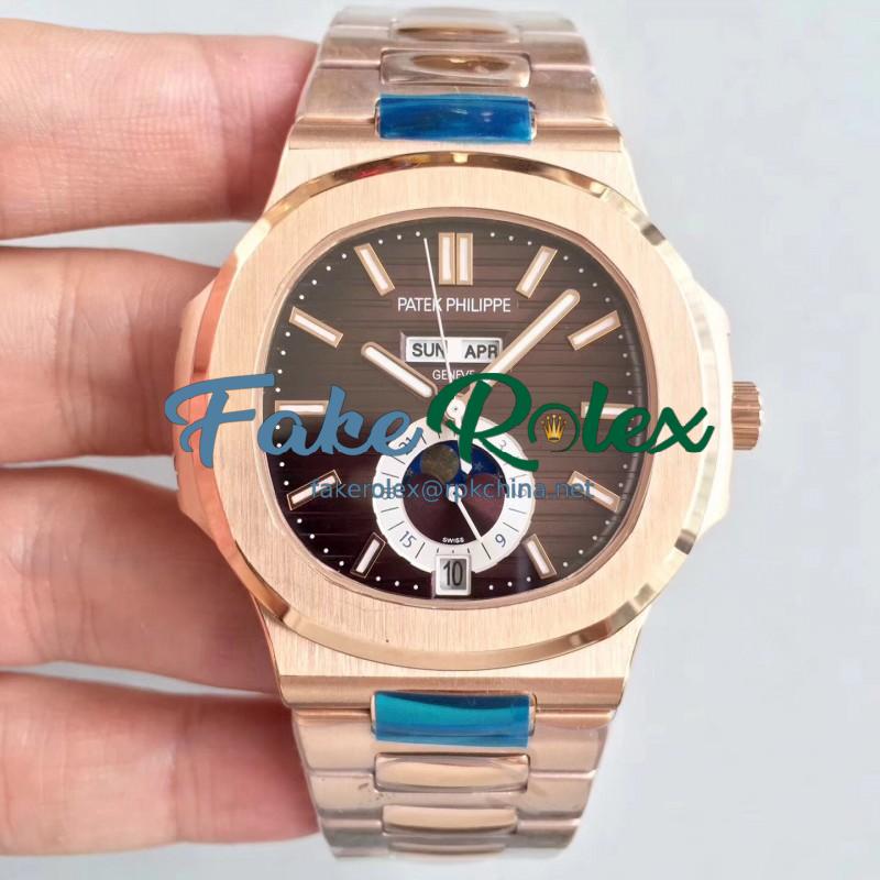 Replica Patek Philippe Nautilus 5726/1A N Rose Gold Brown Dial Swiss 324 S QA LU 24H/303