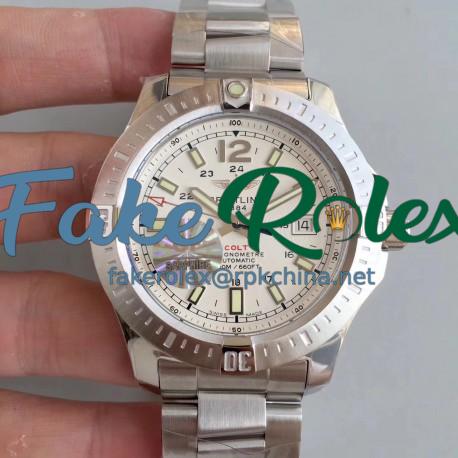 Replica Breitling Colt Automatic 44MM A1738811-G791 GF Stainless Steel White Dial Swiss 2824-2