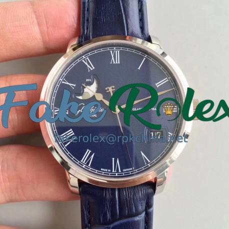 Replica Glashutte Senator Panorama Date Moon Phase 100-04-05-12-30 GF Stainless Steel Blue Dial Swiss 100-04