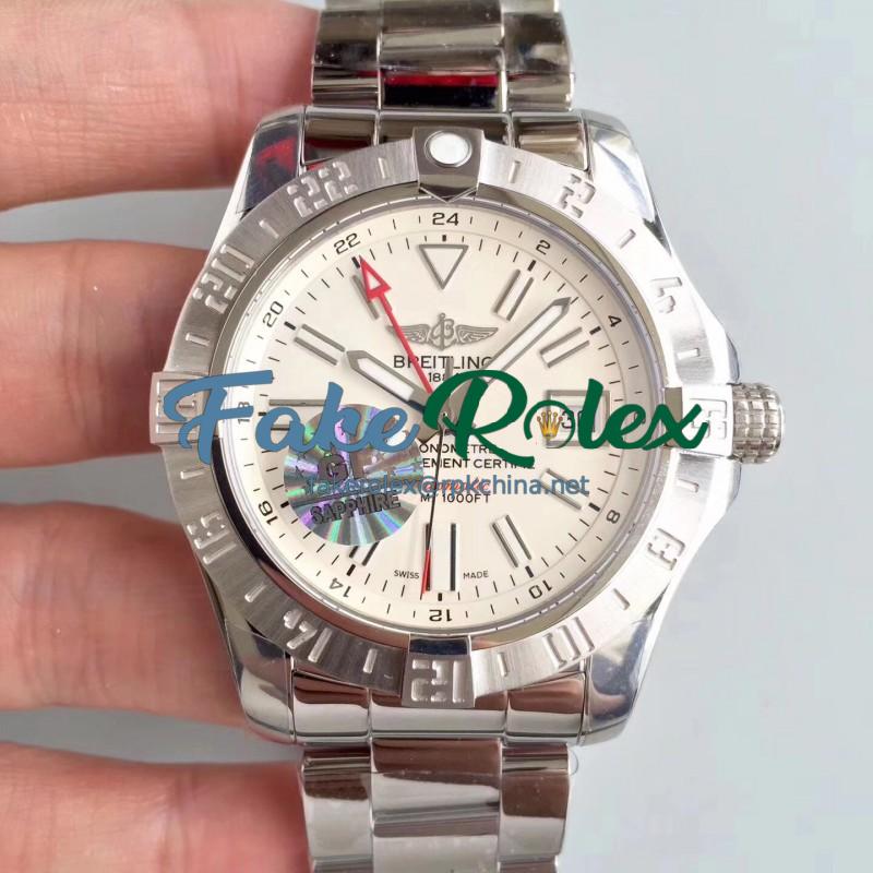 Replica Breitling Avenger II GMT A329G78PSS GF Stainless Steel White Dial Swiss 2836-2