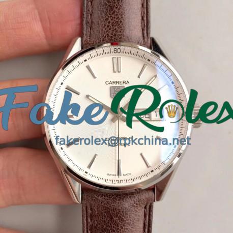 Replica Tag Heuer Carrera Calibre 5 Day-Date 41MM WAR201B.FC6291 HBB V6 Stainless Steel White Dial Swiss Calibre 5