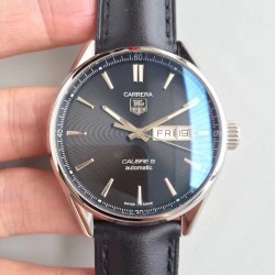 Replica Tag Heuer Carrera Calibre 5 Day-Date 41MM WAR201A.FC6266 HBB V6 Stainless Steel Black Dial Swiss Calibre 5