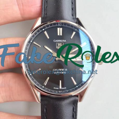 Replica Tag Heuer Carrera Calibre 5 Day-Date 41MM WAR201A.FC6266 HBB V6 Stainless Steel Black Dial Swiss Calibre 5