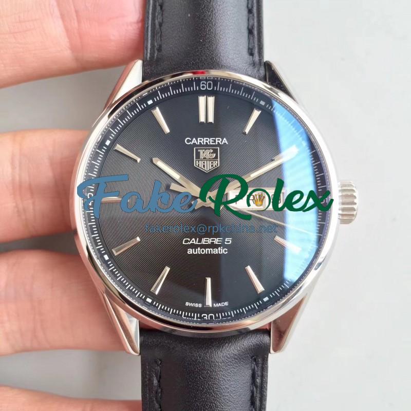 Replica Tag Heuer Carrera Calibre 5 Day-Date 41MM WAR201A.FC6266 HBB V6 Stainless Steel Black Dial Swiss Calibre 5