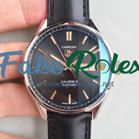 Replica Tag Heuer Carrera Calibre 5 Day-Date 41MM WAR201C.FC6266 HBB V6 Stainless Steel Black Dial Swiss Calibre 5