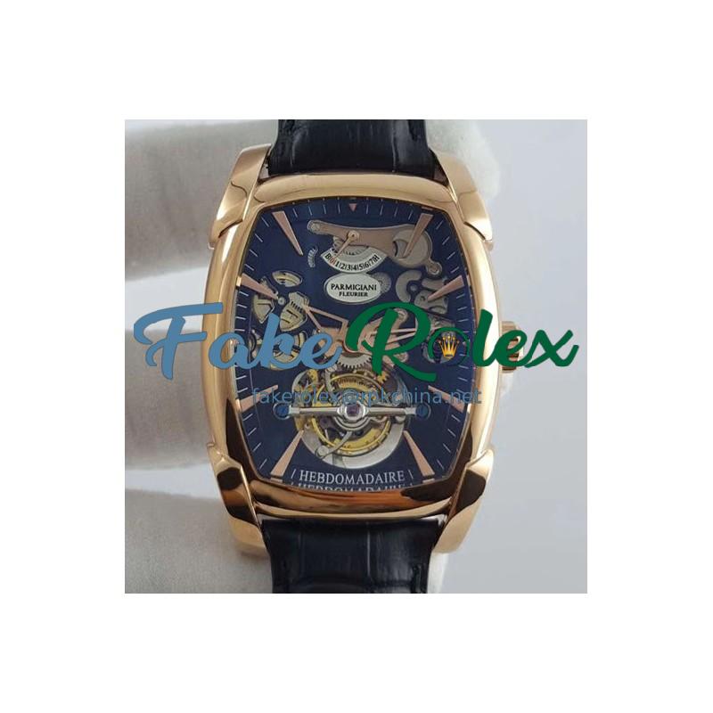 Replica Parmigiani Fleurier Kalpa XL Tourbillon 30 Second Chiaroscuro PF012512-01 BM Rose Gold Black Skeleton Dial Swiss PF501