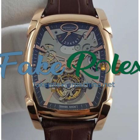 Replica Parmigiani Fleurier Kalpa XL Tourbillon 30 Second Chiaroscuro PF012512-01 BM Rose Gold Black Skeleton Dial Swiss PF501