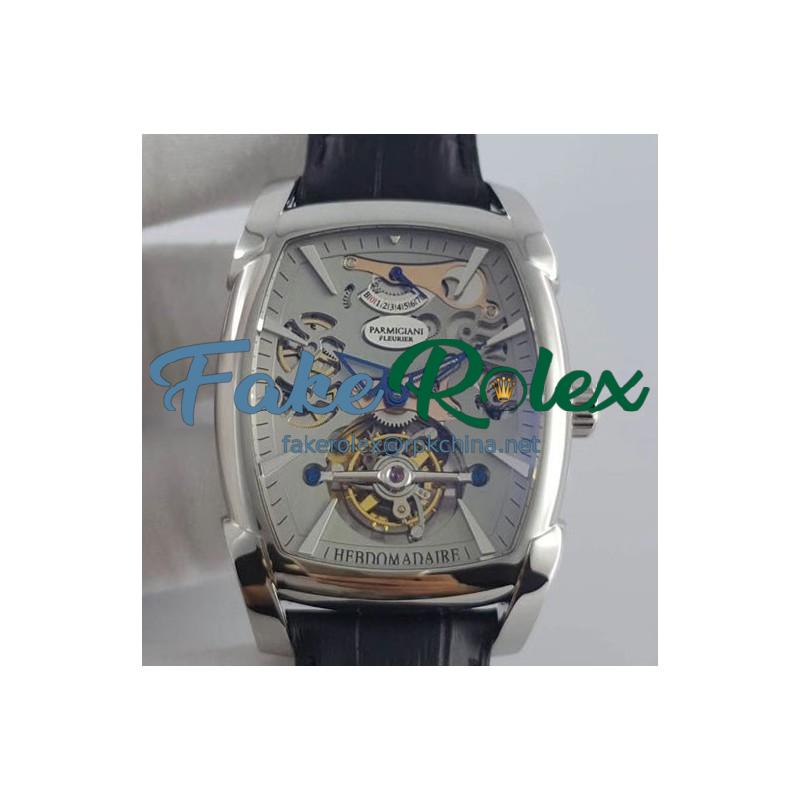 Replica Parmigiani Fleurier Kalpa XL Tourbillon Chiaroscuro PF012512-01 BM Stainless Steel Grey Skeleton Dial Swiss PF501