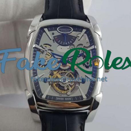 Replica Parmigiani Fleurier Kalpa XL Tourbillon Chiaroscuro PF012512-01 BM Stainless Steel Black Skeleton Dial Swiss PF501