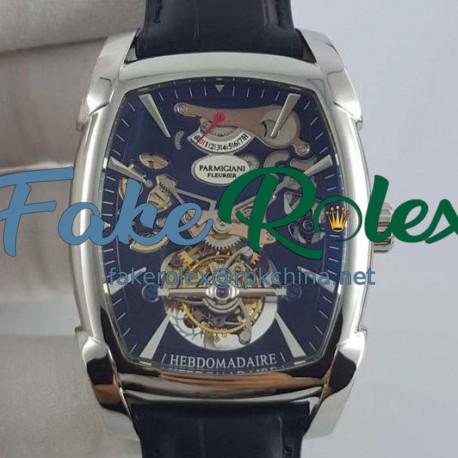 Replica Parmigiani Fleurier Kalpa XL Tourbillon Chiaroscuro PF012512-01 BM Stainless Steel Black Skeleton Dial Swiss PF501