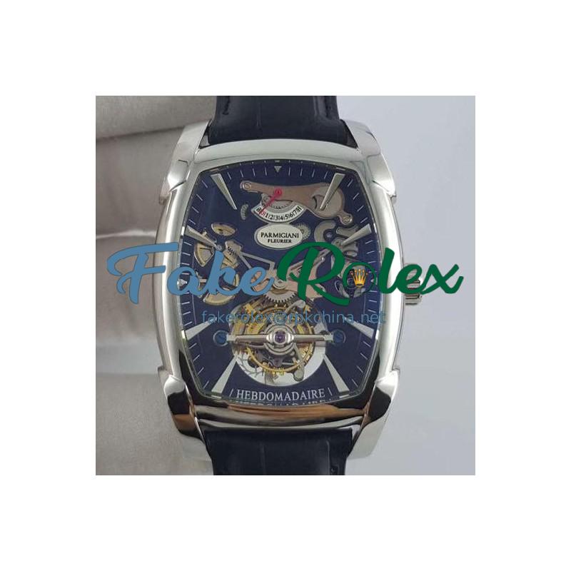 Replica Parmigiani Fleurier Kalpa XL Tourbillon Chiaroscuro PF012512-01 BM Stainless Steel Black Skeleton Dial Swiss PF501