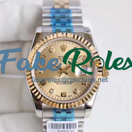 Replica Rolex Datejust 36 116233 36MM N Stainless Steel & Yellow Gold Champagne Dial Swiss 2836-2