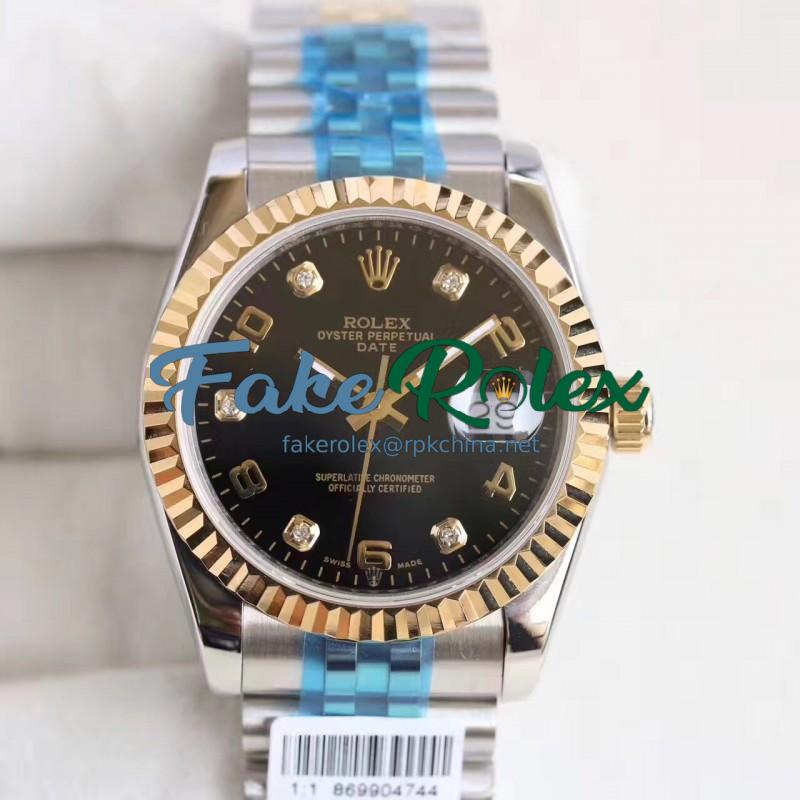 Replica Rolex Datejust 36 116233 36MM N Stainless Steel & Yellow Gold Black Dial Swiss 2836-2