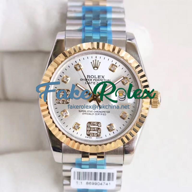 Replica Rolex Datejust 36 116233 36MM N Stainless Steel & Yellow Gold Rhodium & Diamonds Dial Swiss 2836-2