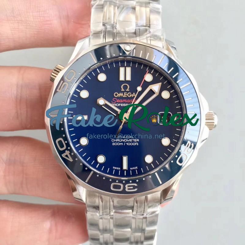 Replica Omega Seamaster Diver 300M 212.30.41.20.03.001 JH Stainless Steel Blue Dial Swiss 2824-2