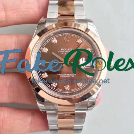 Replica Rolex Datejust II 116333 41MM EW Stainless Steel & Rose Gold Chocolate Dial Swiss 3136