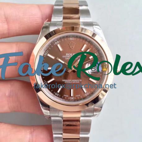 Replica Rolex Datejust II 116333 41MM EW Stainless Steel & Rose Gold Chocolate Dial Swiss 3136