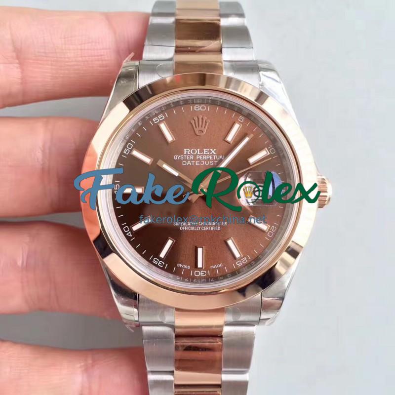 Replica Rolex Datejust II 116333 41MM EW Stainless Steel & Rose Gold Chocolate Dial Swiss 3136