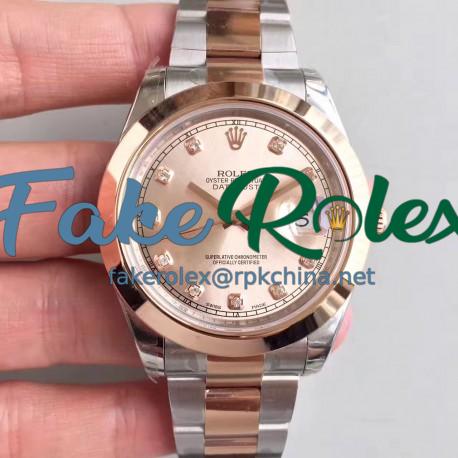 Replica Rolex Datejust II 116333 41MM EW Stainless Steel & Rose Gold Rose Gold Dial Swiss 3136