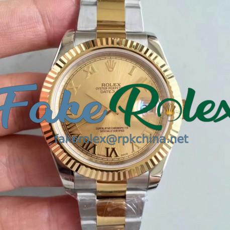 Replica Rolex Datejust II 116333 41MM EW Stainless Steel & Yellow Gold Champagne Dial Swiss 3136