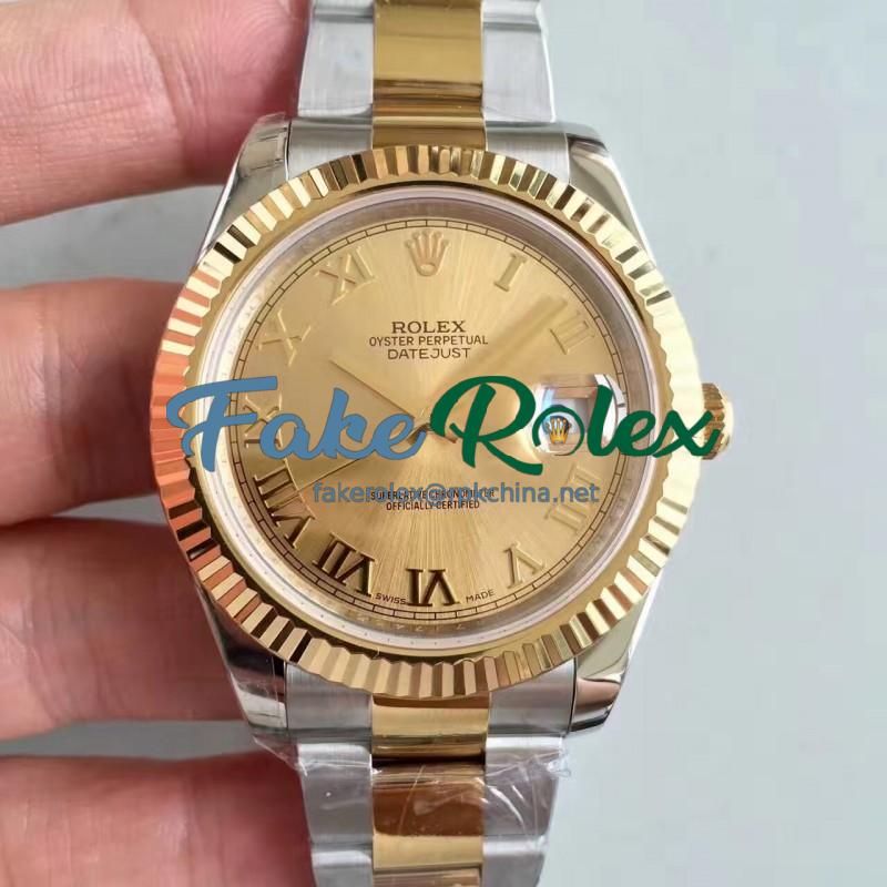 Replica Rolex Datejust II 116333 41MM EW Stainless Steel & Yellow Gold Champagne Dial Swiss 3136