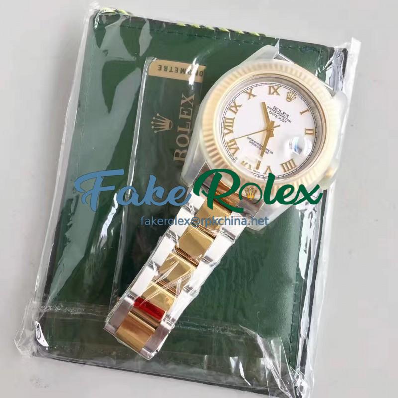 Replica Rolex Datejust II 116333 41MM EW Stainless Steel & Yellow Gold White Dial Swiss 3136