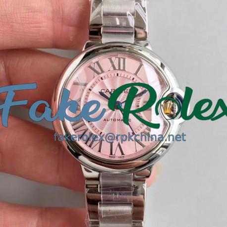 Replica Ballon Bleu De Cartier 33MM W6920100 TW Stainless Steel Pink Dial Seiko NH05A