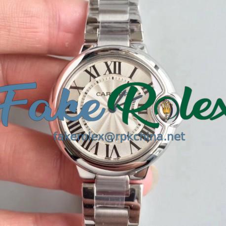 Replica Ballon Bleu De Cartier 33MM W6920084 TW Stainless Steel Silver Dial Swiss Ronda Quartz