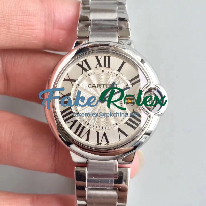 Replica Ballon Bleu De Cartier 33MM W6920084 TW Stainless Steel Silver Dial Swiss Ronda Quartz