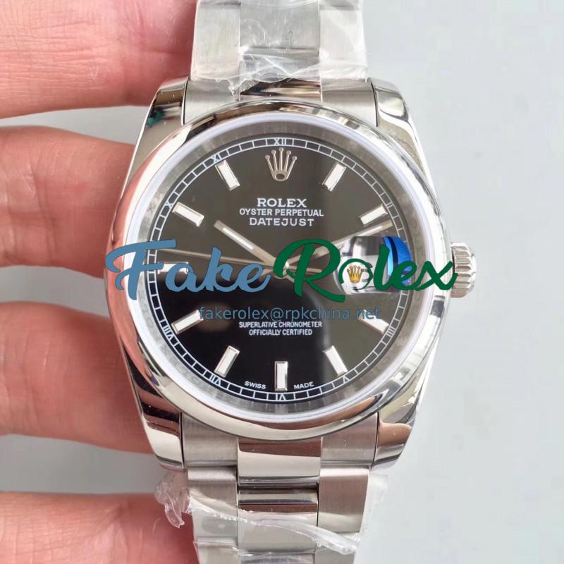 Replica Rolex Datejust 36MM 116234 MIT Stainless Steel 904L Black Dial Swiss 3135