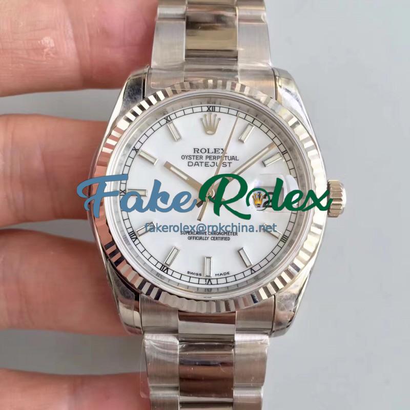 Replica Rolex Datejust 36MM 116234 AR Stainless Steel 904L White Dial Swiss 3135