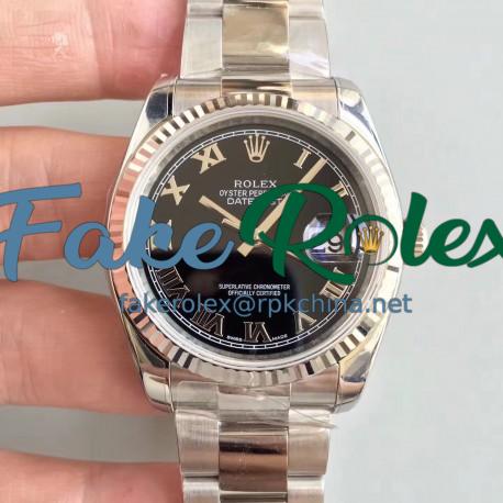 Replica Rolex Datejust 36MM 116234 AR Stainless Steel 904L Black Dial Swiss 3135