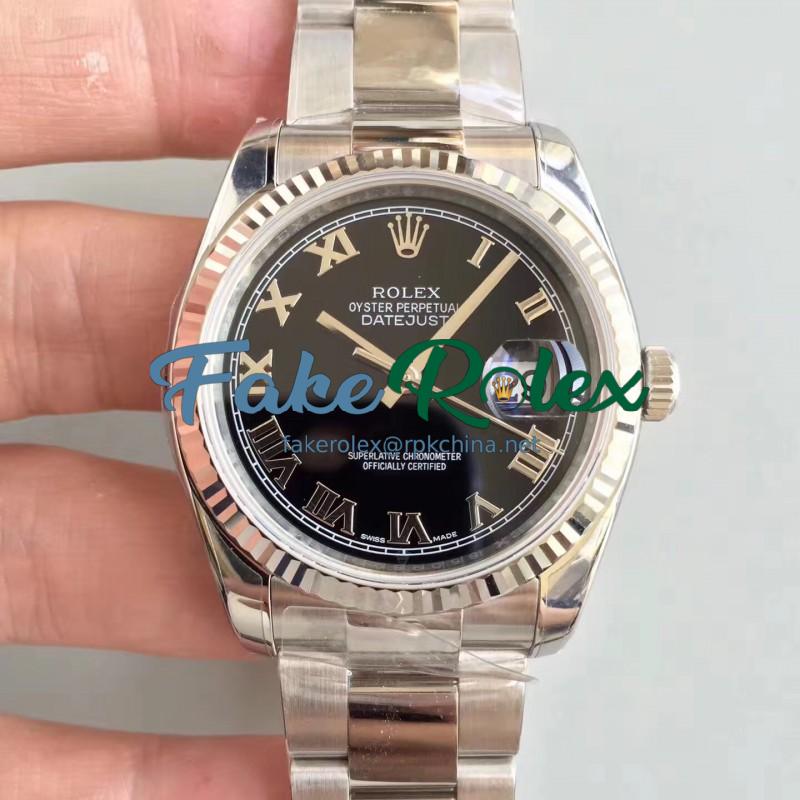 Replica Rolex Datejust 36MM 116234 AR Stainless Steel 904L Black Dial Swiss 3135