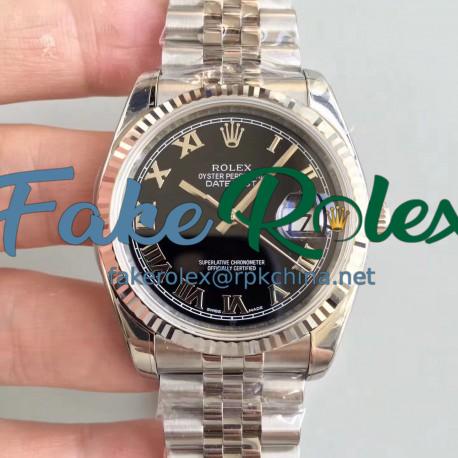 Replica Rolex Datejust 36MM 116234 AR Stainless Steel 904L Black Dial Swiss 3135