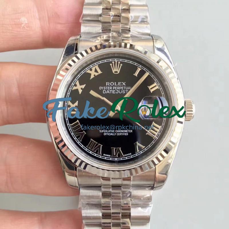 Replica Rolex Datejust 36MM 116234 AR Stainless Steel 904L Black Dial Swiss 3135