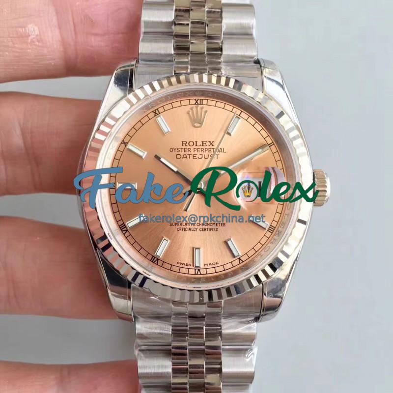 Replica Rolex Datejust 36MM 116234 AR Stainless Steel 904L Rose Gold Dial Swiss 3135