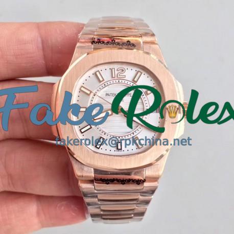 Replica Patek Philippe Nautilus Ladies 7011/1R-001 JJ Rose Gold Silver Dial Swiss Quartz E23-250 S C