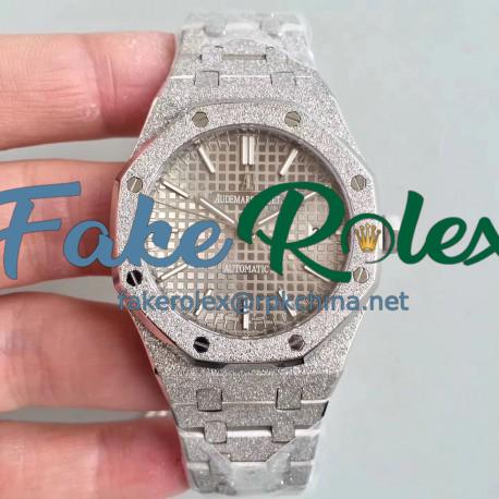 Replica Audemars Piguet Royal Oak Frosted Gold 37MM 15454 JH Stainless Steel Grey Dial Swiss 3120