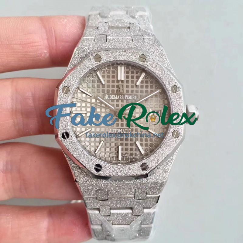 Replica Audemars Piguet Royal Oak Frosted Gold 37MM 15454 JH Stainless Steel Grey Dial Swiss 3120