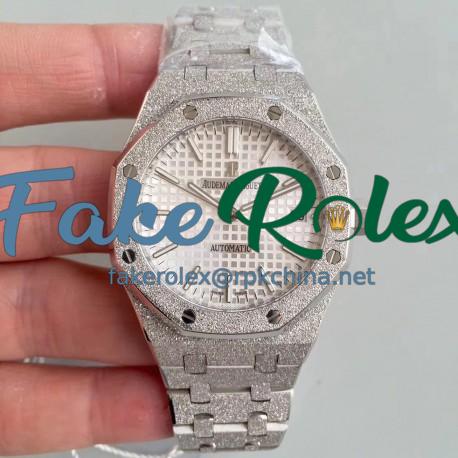 Replica Audemars Piguet Royal Oak Frosted Gold 37MM 15454 JH Stainless Steel Silver Dial Swiss 3120