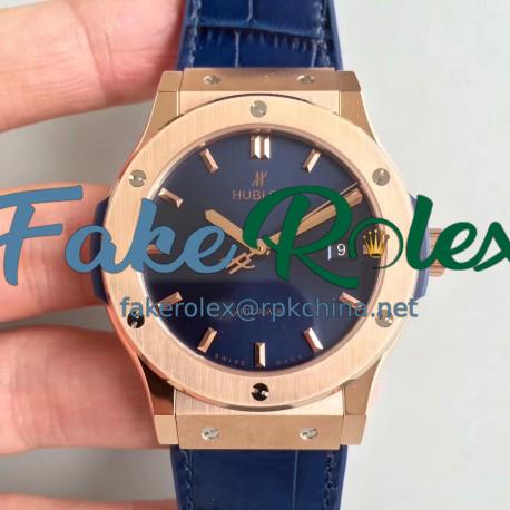 Replica Hublot Classic Fusion Blue King Gold 511.OX.7180.LR JJ Rose Gold Blue Dial Swiss HUB1112