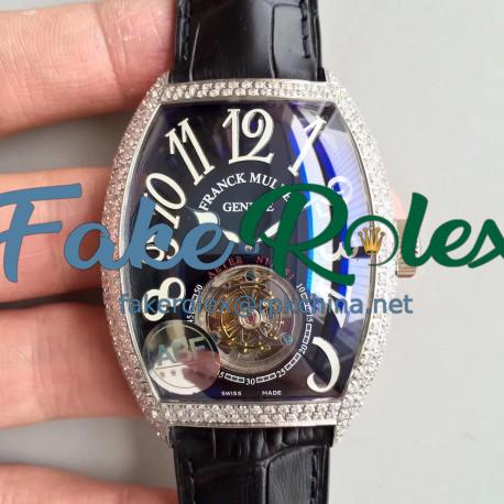 Replica Franck Muller Cintree Curvex Imperial Tourbillon 8880 T ABF Stainless Steel & Diamonds Black Dial Swiss Tourbillon