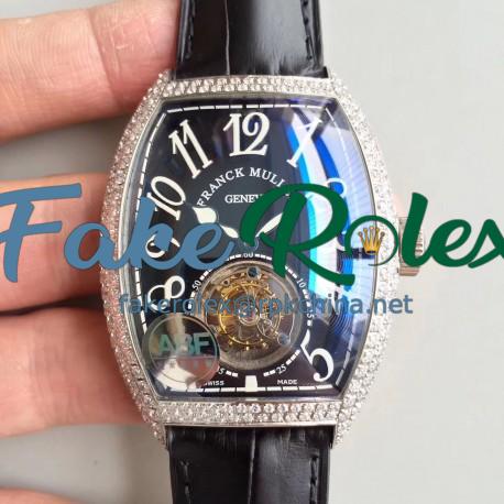 Replica Franck Muller Cintree Curvex Imperial Tourbillon 8880 T ABF Stainless Steel & Diamonds Black Dial Swiss Tourbillon