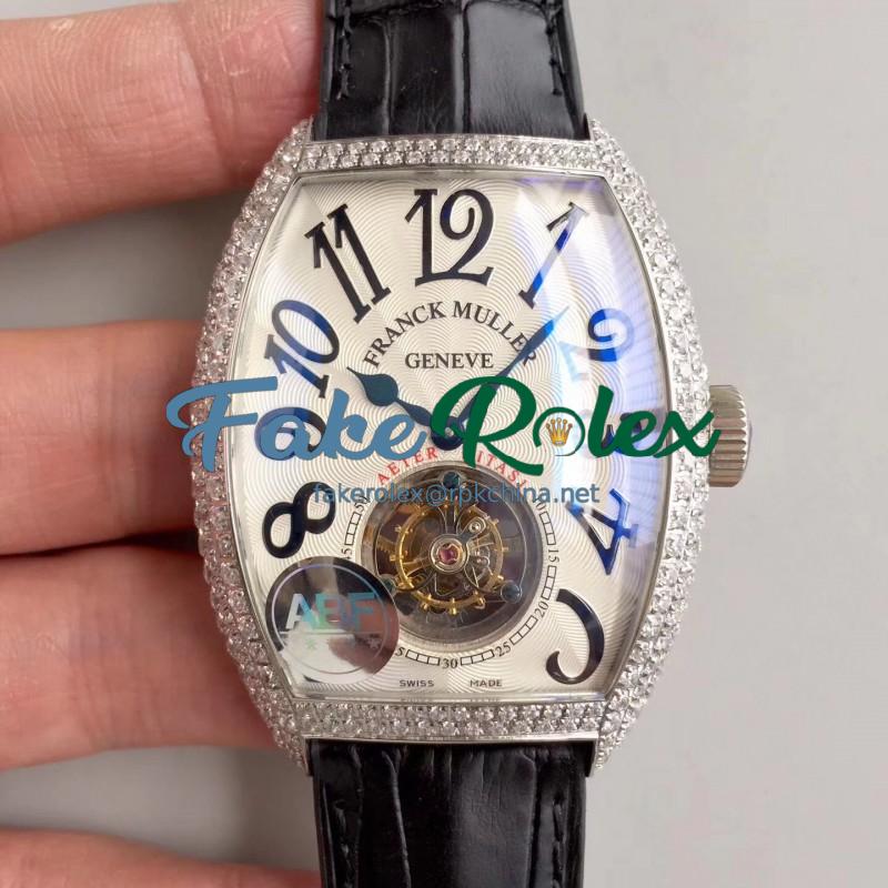 Replica Franck Muller Cintree Curvex Imperial Tourbillon 8880 T ABF Stainless Steel & Diamonds White Dial Swiss Tourbillon