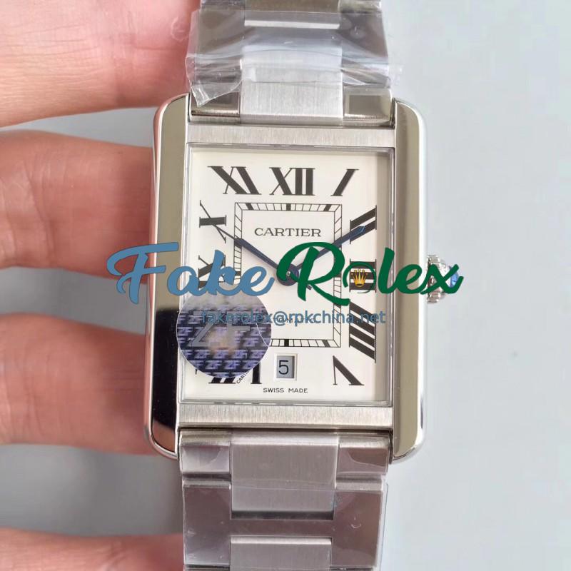 Replica Cartier Tank Solo XL Automatic W5200028 ZF  Stainless Steel White Dial M9015